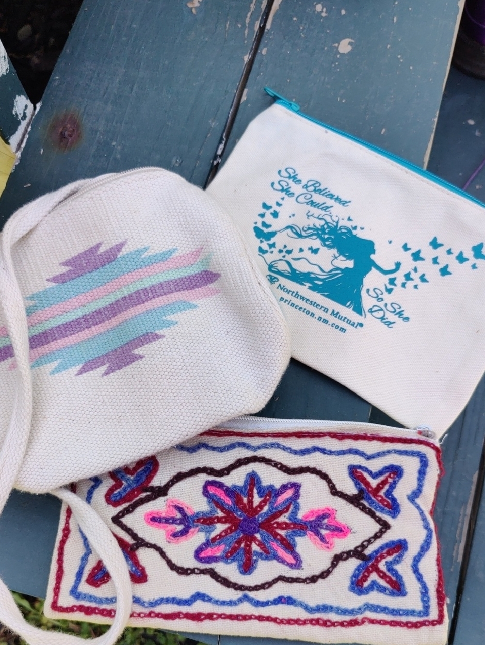 Canvas Wristlet Pouch Trio in Teal, Purple, Pink